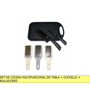 SET DE COCINA MULTIFUNCIONAL DE TABLA + CUCHILLO + RALLADORES - Img 55759314