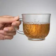 Set de 6 tazas de café transparentes con diseño de rosa - Img 55539608