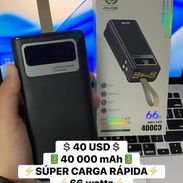 POWER BANK SÚPER CARGA RÁPIDA CON PANEL SOLAR /20 000 mAh y 40 000 mAh/ 100 y 66 watts/ Cables para router 10 USD - Img 57244063