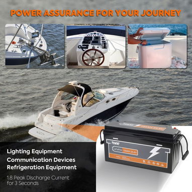 Batería de litio PowMr de 2,56 kWh con carga flash BMS de grado A de 6000 ciclos de 100 A, 25,6 V y 100 Ah, LiFePO4 - 9/9