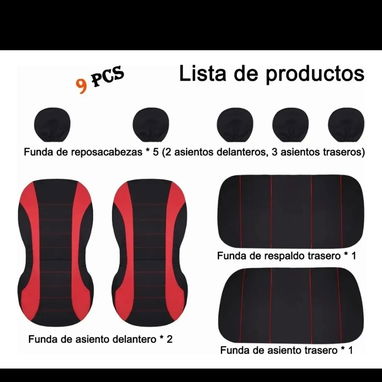 Fundas para 5 asientos de automóvil 9 piezas universal - Img 117650006