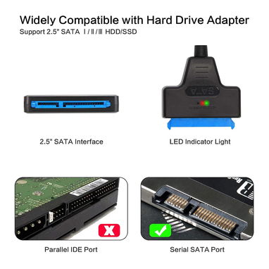 Cable adaptador SATA a USB para SSD y disco duro de 2.5 pulgadas, USB 3.0 a SATA III, compatible con cable HDD a SSD - 5/10