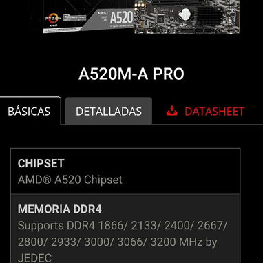 GANGA -KIT MSI  A520M PRO+RYZEN 3 2300x+8GB-GDDR 4 - Img 121652852