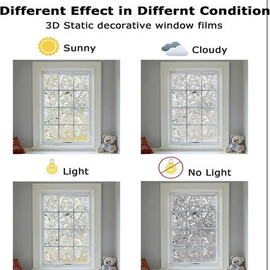 Película de ventana de NUBE DE LIMÓN, película decorativa de privacidad de ventana, pegatina de vidriera 3D, control de - Img 113264337