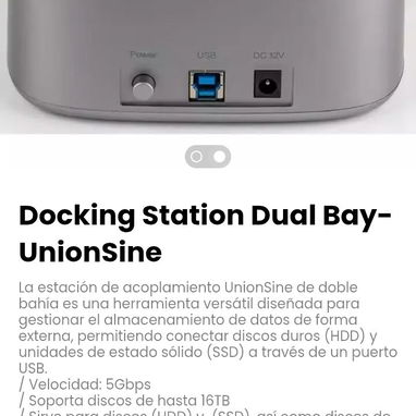 Docking Station Dual Bay-UnionSine. Sirve para discos (HDD) y (SSD), así como discos de 2.5" y 3.5" - Img 119951658