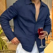 Camisa azul Marino de Lino. Camisa Beige. Camisa Negra. Pantalones de Lino Ropa de Ocasion 52465450 - Img 54763158
