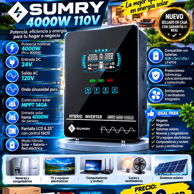 INVERSOR HÍBRIDO SUMRY 4000W 110V ⚡NUEVOS SELLADOS EN CAJA CON GARANTÍA WhatsApp 53321047 - 3/3