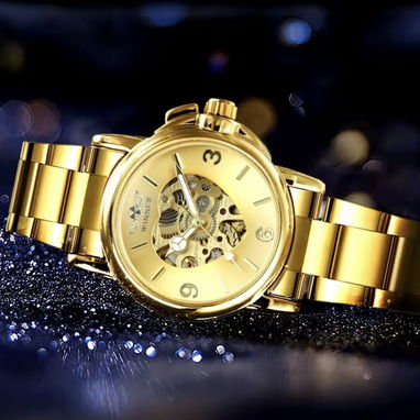 Día madres Reloj dorado lujoso para mujer, automático, pulsera mecánica, diseño en forma de corazón - Img 113532584