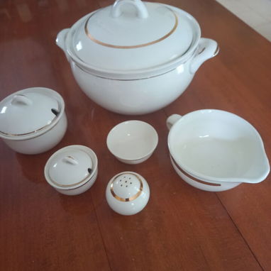 Vajilla blanca con aro dorado 35 piezas - 3/3