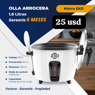 Arroceras EKO 1.8Lt colores disponibles: negro, rojo, blanco y gris - Img 120206319