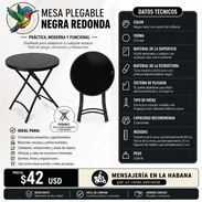 MESA REDONDA PLEGABLE NEGRA - Img 56334358