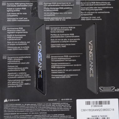 16Gb (8Gbx2) a 3600MHz Memoria RAM DDR4 Corsair Vengeance RGB Pro SL Disipadas Nuevas en su Blíster #58684920 - Img 113792114