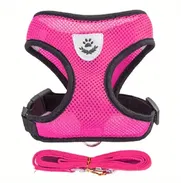Arnés con correa para perros | Talla S | colores: rojo y rosado - Img 47865271