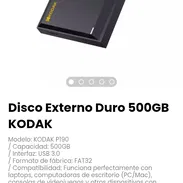 Disco Externo Duro 500GB KODAK. Modelo: KODAK P190 - Img 55945252