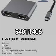 !HUB Tipo C - Dual HDMI Salidas: 2 HDMI  / 1 USB 3.0 / 1 Tipo C (power in - para alimentación) / Largo del cable: 12cm!! - Img 45510822