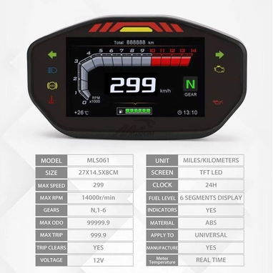 Velocímetro Digital Universal para Moto de gasolina - 2/4