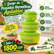 Juego de 3 Pozuelos Herméticos Apilables Verdes - Img 58160309