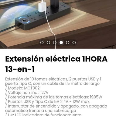 Extensión eléctrica 1HORA 13-en-1. Con un cable de 1.5 metro de largo - Img 110461950