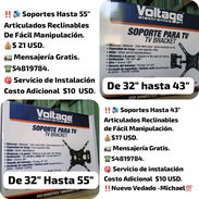 🎉🎉‼️Soportes para TV Nuevos Originales Importados marca VOLTAJE ⚡ con todos sus aditamentos,con movimiento lateral y r - Img 56751313