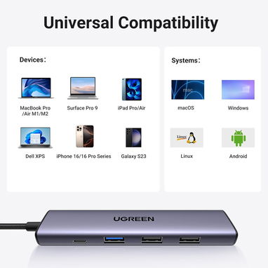 HUB UGREEN USB-C 5 EN 1 HDMI 4K PD 100W USB 3.0 PARA MACBOOK ENVÍO DISPONIBLE + GARANTÍA - 7/8