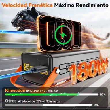 Power bank de 80000mAh súper rápida 180W. Brujula - 3/7
