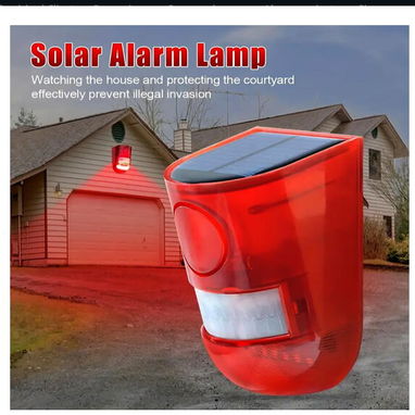 Alarma de sonido solar y luz con sensor de movimiento de 110 decibelios, alarma de sonido de sirena - 2/6