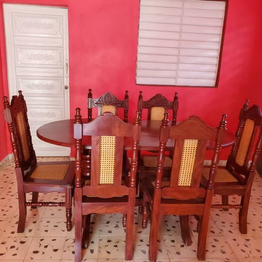 Juego de comedor de 6 sillas de caoba muy fuerte y duraderas excelente oferta para compartir en familia - Img 125717829