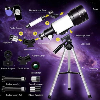 🔭 Telescopio Astronómico Portátil 70mm – Hasta 150X - 3/5