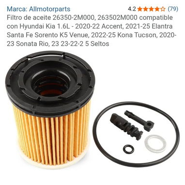 Filtro de Aceite Hyundai Kia - Img 123509516