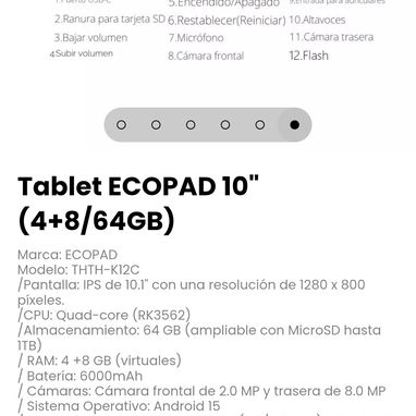Tablet ECOPAD 10" (4+8/64GB) Marca: ECOPAD - 6/6