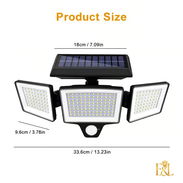 Lámpara Solar Exterior  Sensor De Movimiento  3 Cabezales Ajustables Mando a Distancia - Img 57313145