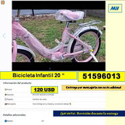 FG-MV-809- Bicicleta Infantil 20 “...120 USD...51596013....Transporte costo adicional..Revision durante la entrega - Img 56717775