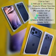 iphone 17 pro Max Sim física con su caja con 100 de batería venta o cambio x iPhone menor y vuelto - Img 56578133