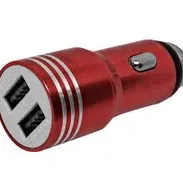 Cargador para Auto 1HORA aluminio GAR108 Rojo, de 2 puertos USB Carga rápida. Nuevos - Img 46420991