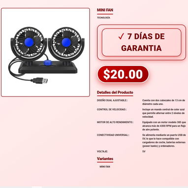 MINI FAN VENTILADOR DE MESA VENTILADOR DE MESA RECARGABLE PATIX VENTILADOR DE PEDESTAL VENTILADOR ENFRIADOR VENTILADOR - 2/9