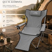 Silla portatil con reposapies ideal para la playa y camping - Img 55957640