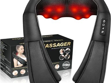 Masajeador de cuello Shiatsu, masajeador eléctrico de cuello y espalda con calor, almohada de masaje 3D para cuello, - Img main-image-45565966