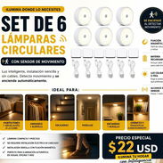 ✨ SET DE LÁMPARA CIRCULARES✨ Set de 6 lámparas recargables circulares ✅ Cargador y cables ✅ SENSOR DE MOVIMIENTO  🚚 ENV - Img 57958203