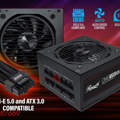 Fuente marca ROSEWILL modelo CMG1200 G5, 1200W/100A, 80+ ORO, Full modular, NUEVA en su caja - Img 112062456