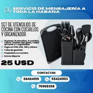 SET DE UTENSILIOS DE COCINA CON CUCHILLOS Y ORGANIZADOR CH-0366 💰 Precio: 25 USD - Img 58001193