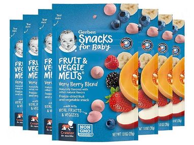 Comida snacks para bebé de frutas con vitaminas. Marca Gerber. Comida complementaria para bebé. Cosas de bebé. - Img 66374237