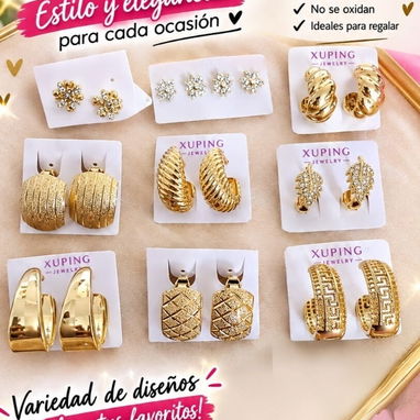 Aretes de oro laminado 🌟 - 3/4