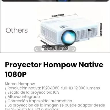 Proyector Hompow Native 1080P.  Marca: Hompow - Img 122430096