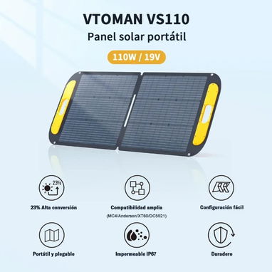 PANEL SOLAR PARA ESTACIONES DE CARGA, MARCA VTOMAN 110W - 3/6