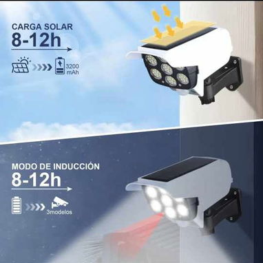 El juego de Camara de seguridad falsa. Lamparas led solares para exterior en forma de camara. Son lamparas solares. - 3/4