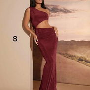 Vestido elegante rojo vino brillante, talla S - Img 56146183