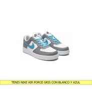 TENIS NIKE AIR FORCE GRIS CON BLANCO Y AZUL - Img 55759541