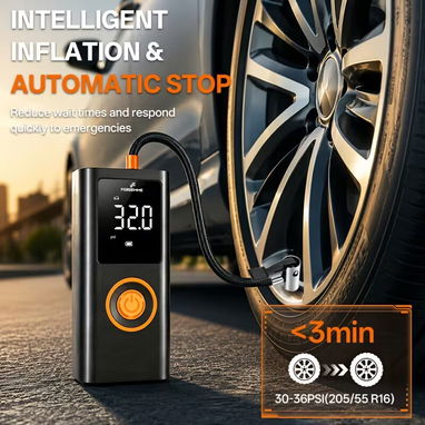 Inflador de neumáticos, compresor de aire portátil, bomba para neumáticos de coche de 150 PSI con manómetro, bomba de ne - 4/8