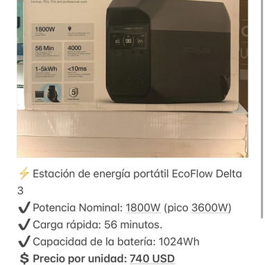 Ofertas de Estaciones de energía EcoFlow delta 2, delta 3 Classic y delta 3 por unidad y cantidad ( a partir de 3) - Img 121754433