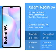 Xiaomi Redmi 9a 64Gb interno/4 GB ram/ 3G y 4G nuevo en caja Yasser 53866239 - Img 41525340